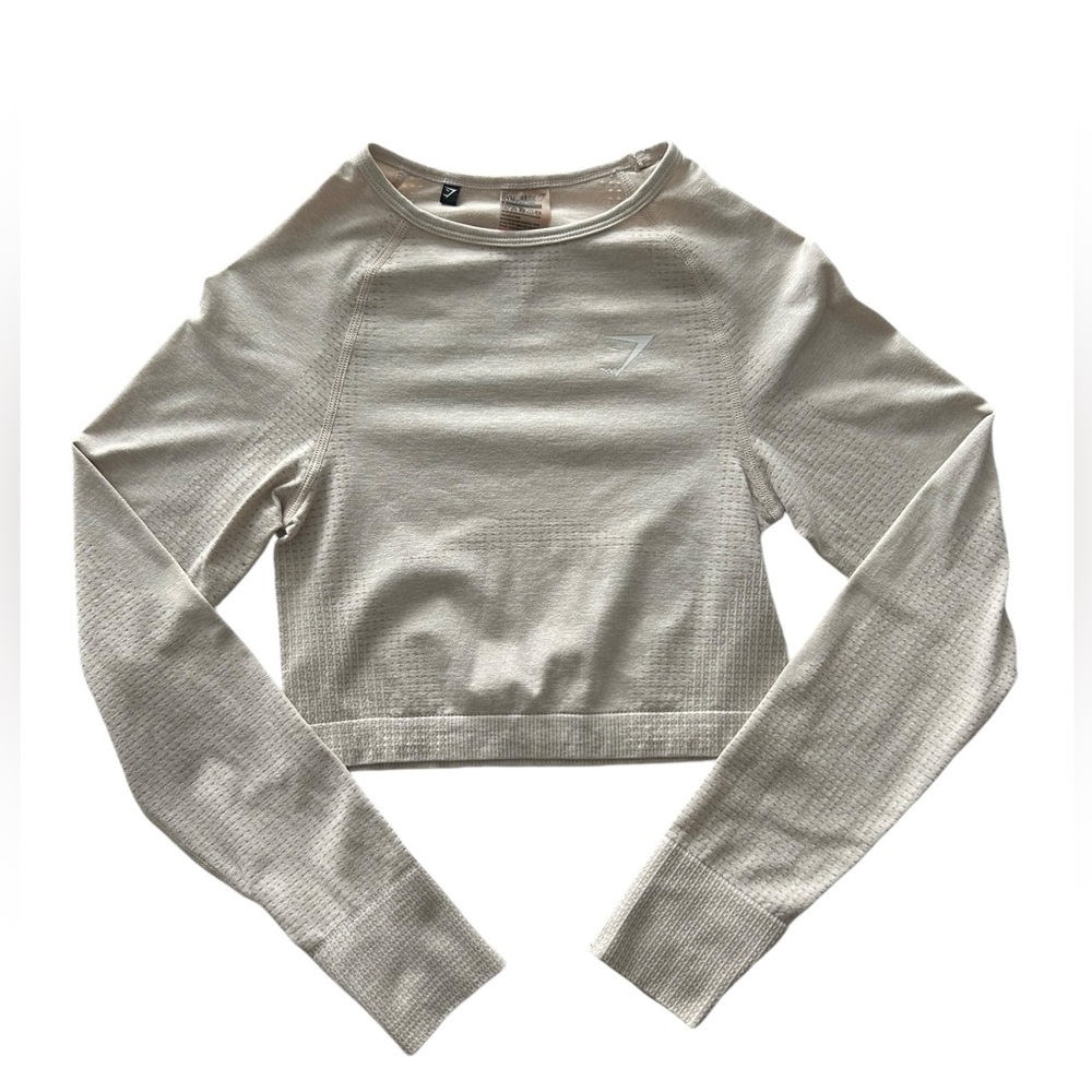 Gymshark Vital Seamless Long Sleeve Crop Top in Sand